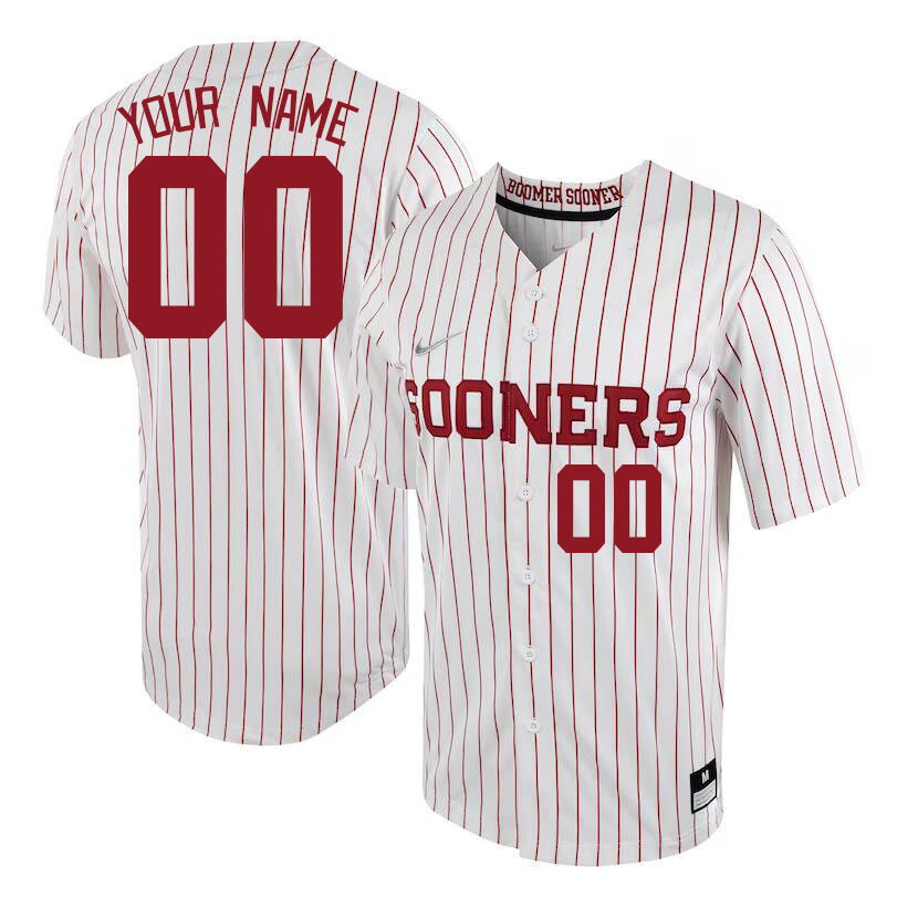 Custom Oklahoma Sooners College Name And Number Baseball Jerseys Stitched-Pinstripe - Click Image to Close